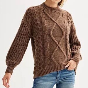 SO Women’s Cable Knit Brown Sweater